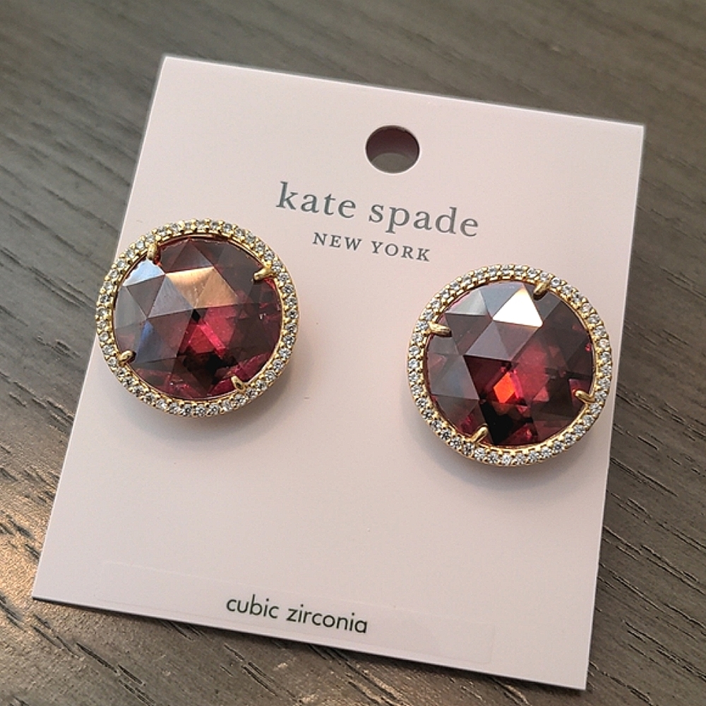 NEW Kate Spade She Has Spark Earrings in Fuchsia/Gold - Picture 1 of 5